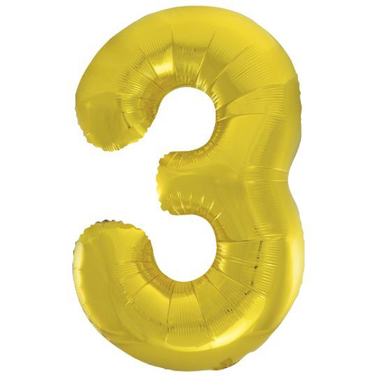 Unique 34 inch Gold Foil Number Balloons Age 3