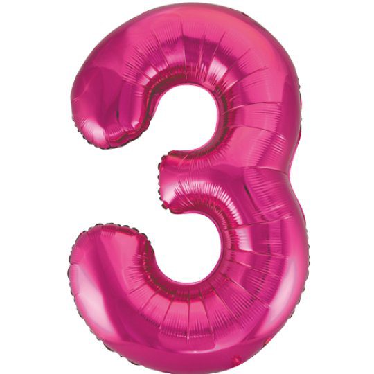 Unique 34 inch Pink Foil Number Balloons Age 3