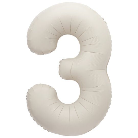 Unique 34 inch Matte Nude White Foil Number Balloons Age 3
