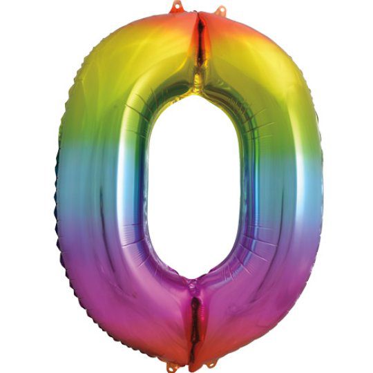 Unique 34 inch Rainbow Foil Number Balloons Age 0