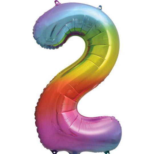Unique 34 inch Rainbow Foil Number Balloons Age 2