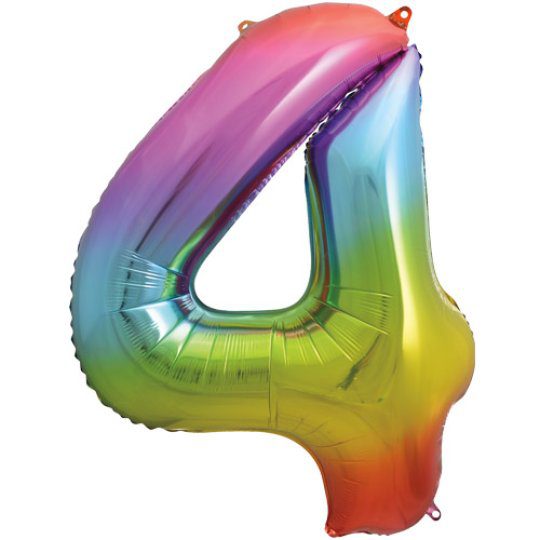 Unique 34 inch Rainbow Foil Number Balloons Age 4