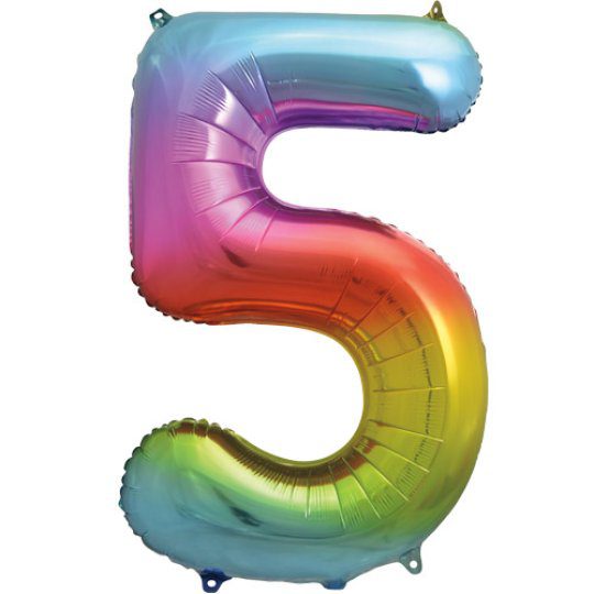 Unique 34 inch Rainbow Foil Number Balloons Age 5
