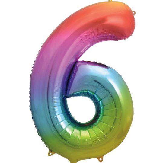 Unique 34 inch Rainbow Foil Number Balloons Age 6
