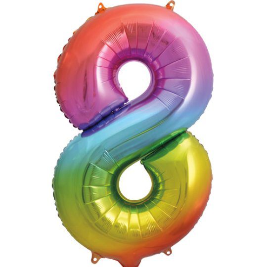 Unique 34 inch Rainbow Foil Number Balloons Age 8