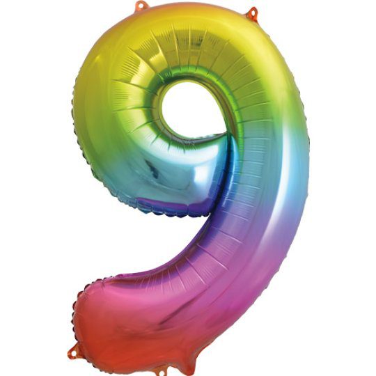 Unique 34 inch Rainbow Foil Number Balloons Age 9
