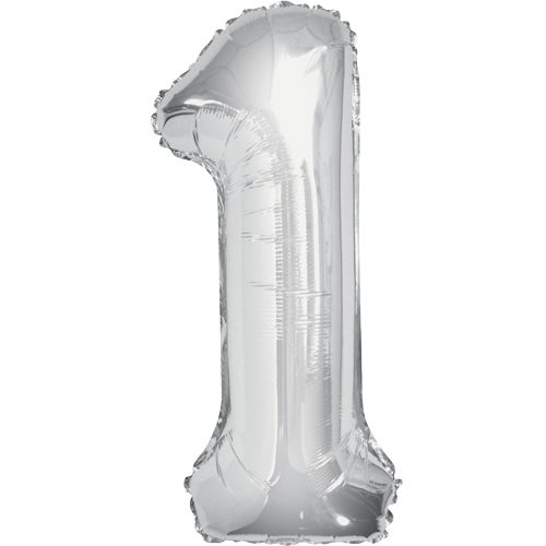 Unique 34 inch Silver Foil Number Balloons Age 1