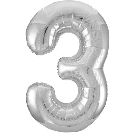 Unique 34 inch Silver Foil Number Balloons Age 3