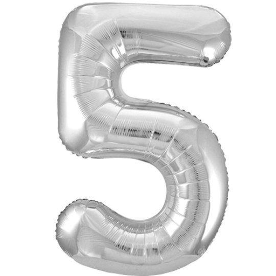 Unique 34 inch Silver Foil Number Balloons Age 5