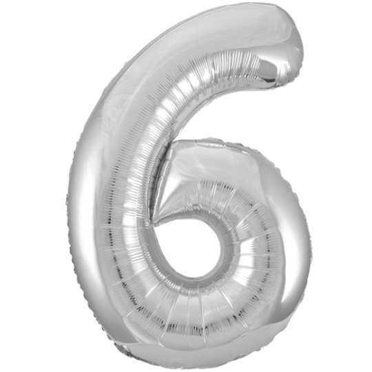 Unique 34 inch Silver Foil Number Balloons Age 6