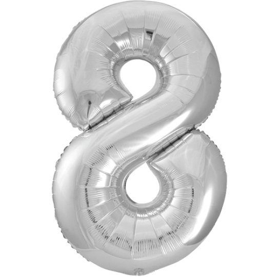 Unique 34 inch Silver Foil Number Balloons Age 8