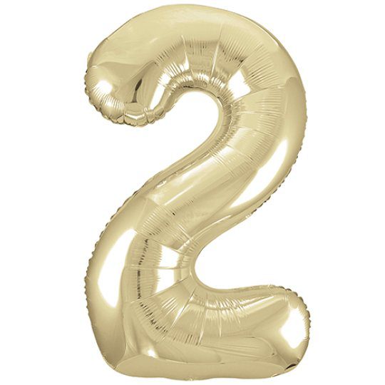 Unique 34 inch White Gold Foil Number Balloons Age 2