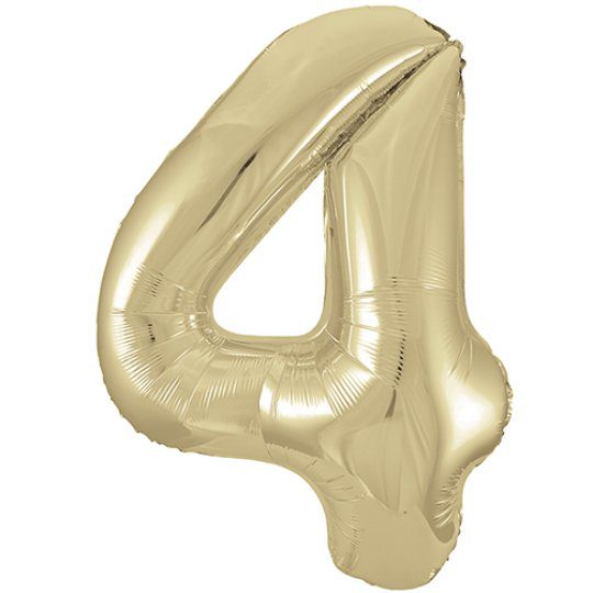 Unique 34 inch White Gold Foil Number Balloons Age 4