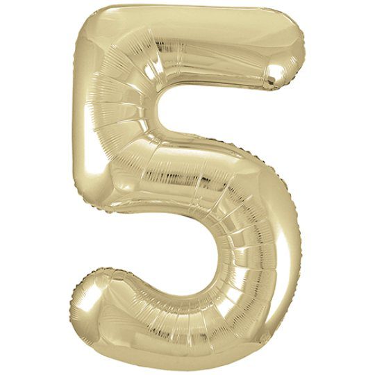 Unique 34 inch White Gold Foil Number Balloons Age 5