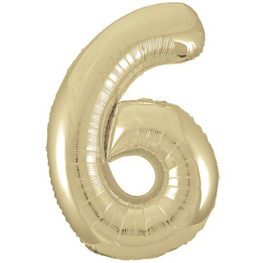 Unique 34 inch White Gold Foil Number Balloons Age 6