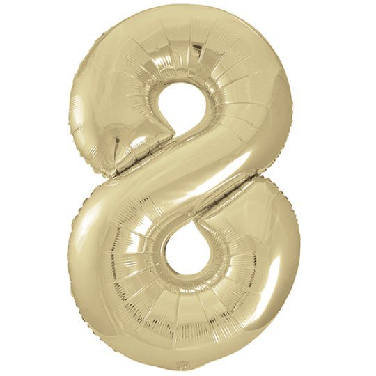 Unique 34 inch White Gold Foil Number Balloons Age 8