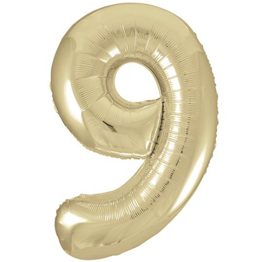 Unique 34 inch White Gold Foil Number Balloons Age 9