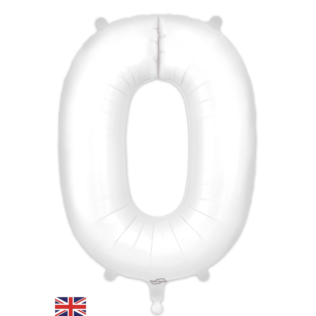 Oaktree 34 inch Number 0 Matte White Balloons_604407