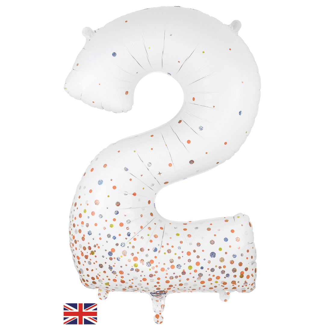 Oaktree 34 inch Number 2 Sparkling Fizz White Balloons_606821