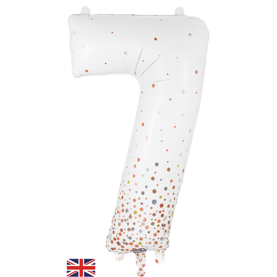 Oaktree 34 inch Number 7 Sparkling Fizz White Balloons_606876