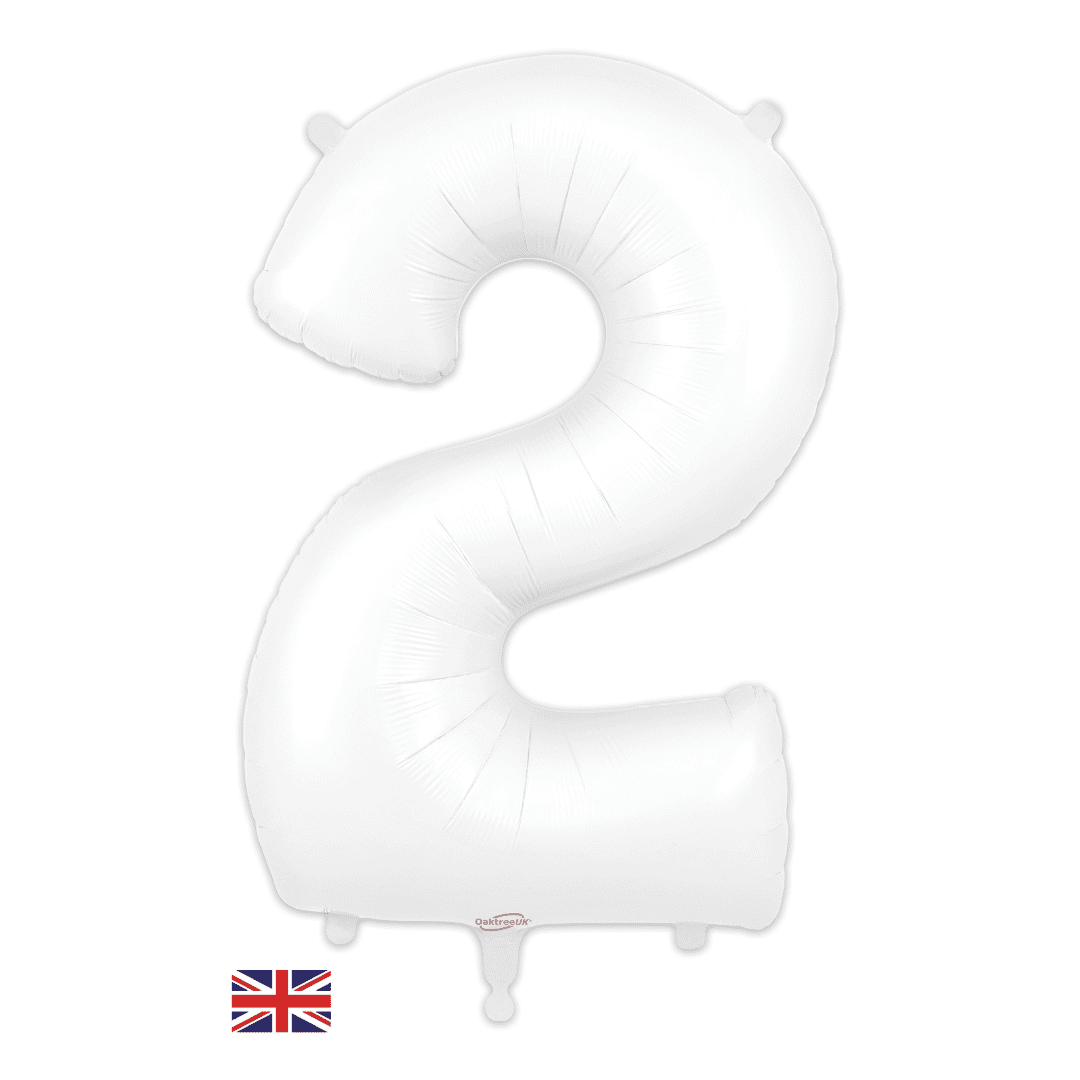 Oaktree 34 inch Number 2 Matte White Balloons_604421