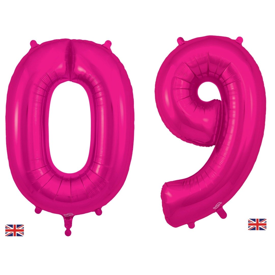 oaktree bright pink number foil balloons