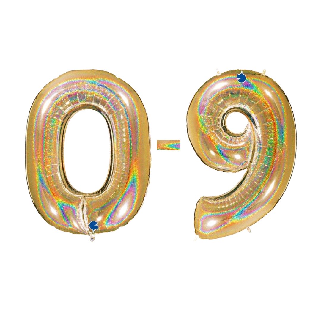 Grabo 40 inch Holo Glitter Gold Foil Number Balloons