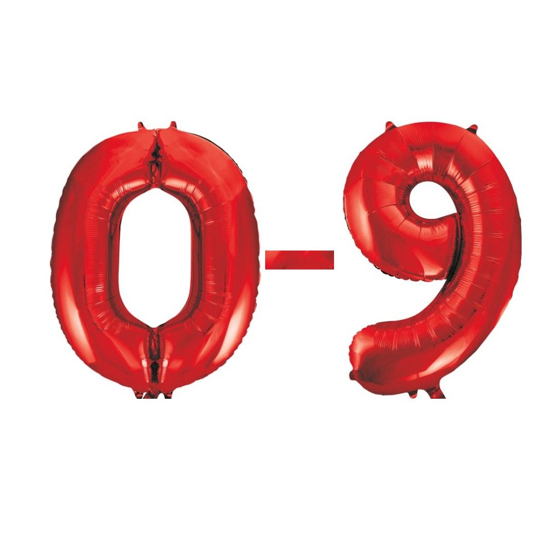 Unique 34 inch Red Foil Number Balloons - 0