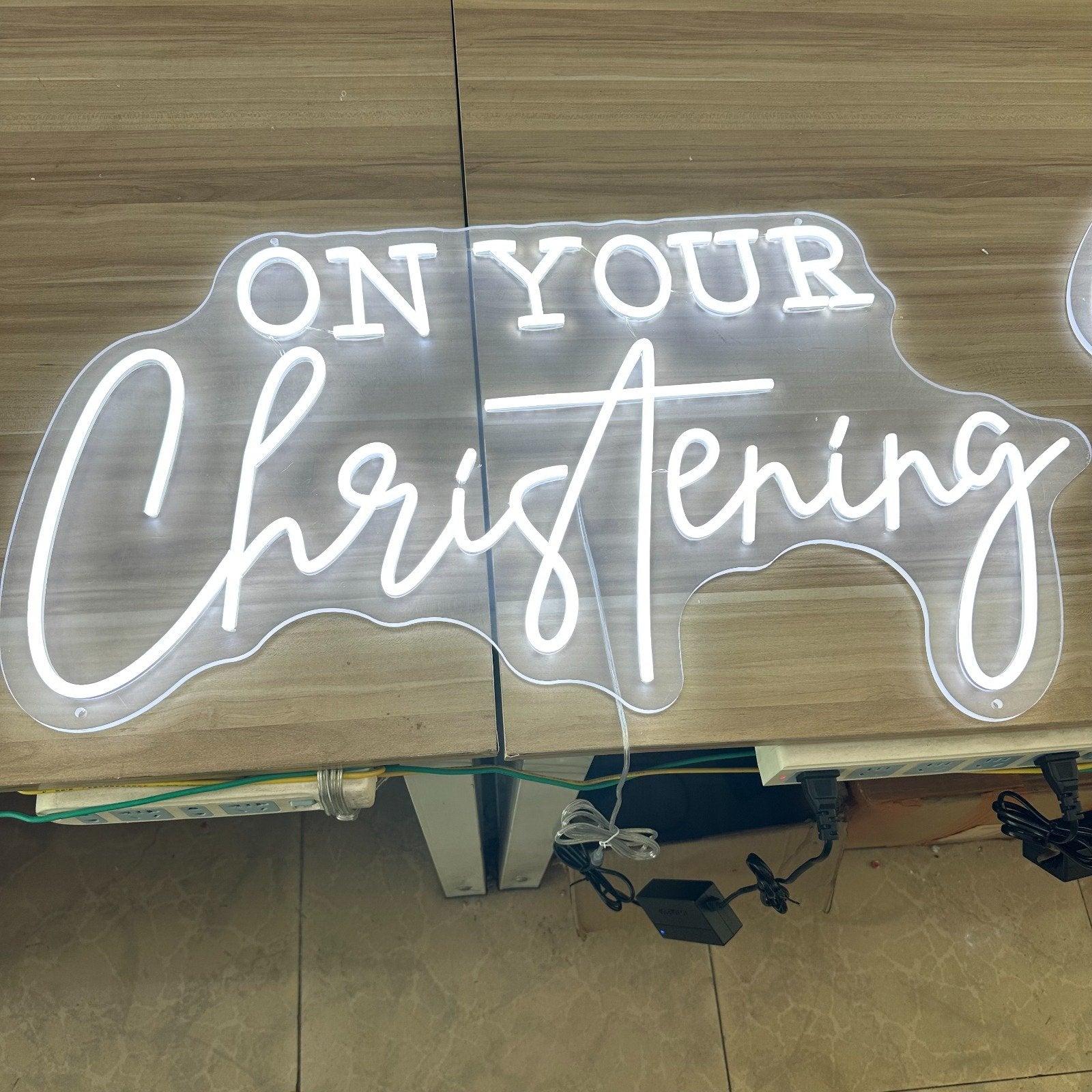 On Your Christening Neon Sign 76x43cm - Cool White