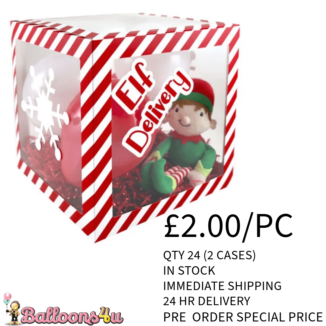 B4U Product Elf Arrival Balloon Box Balloons & Stickers (Case of 24)