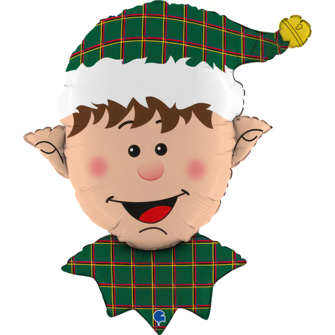 Grabo 32 inch Tartan Elf Head Foil Balloon
