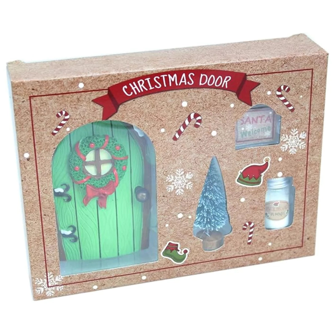 Green Magical Christmas Elf Fairy Resin Door Gift Set and Accessories