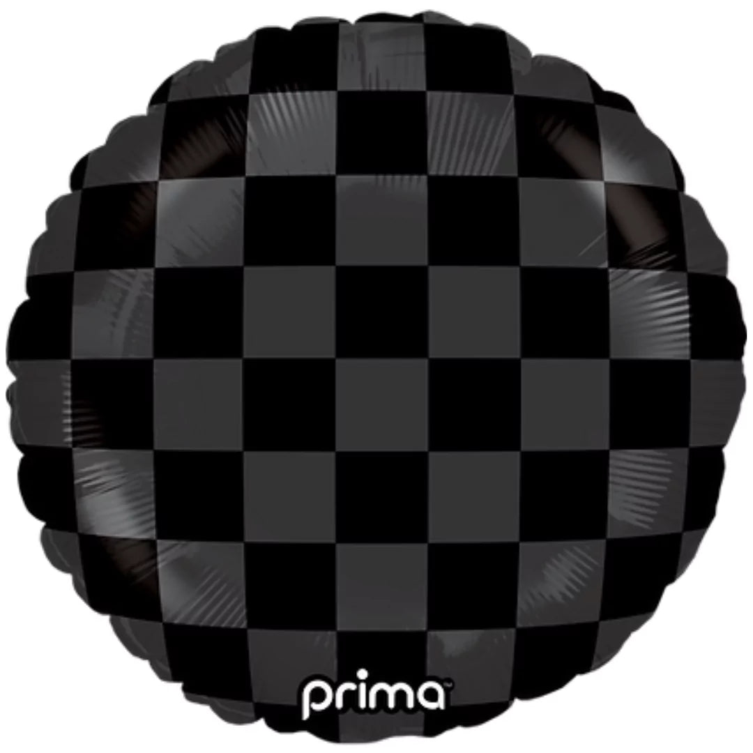 prima-18-inch-black-shiny-matte-checker-print-round-foil-balloon-6703dbe63a691.webp