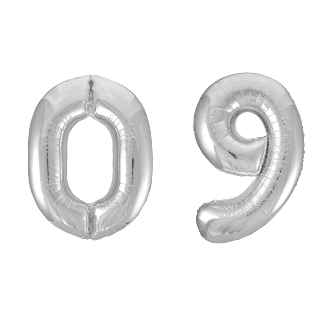Unique 34 inch Silver Foil Number Balloons Age 0-9