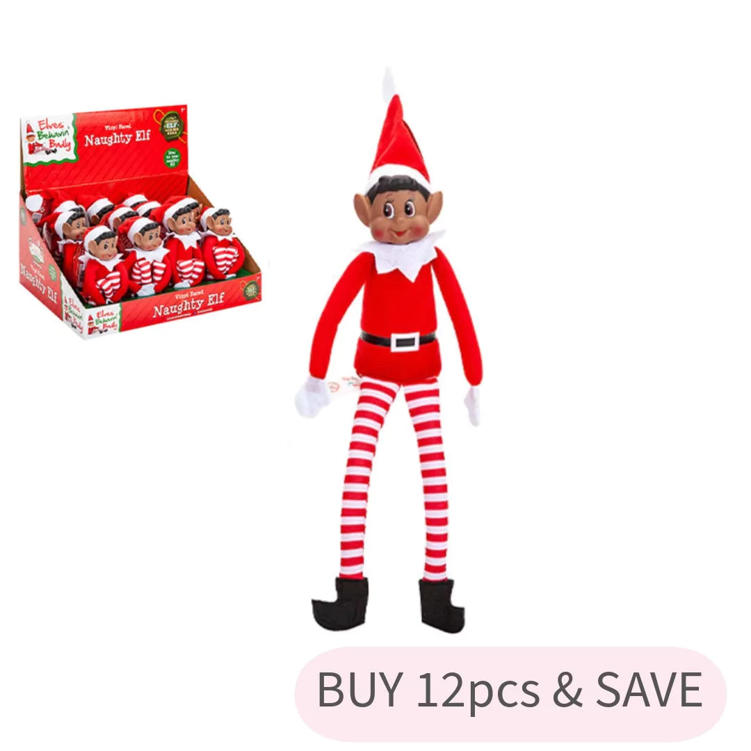 Elves Behavin Badly Sparky the Elf 12 inch Red Long Leg Soft Body Vinyl Face Elf Doll with Hat (12pk)