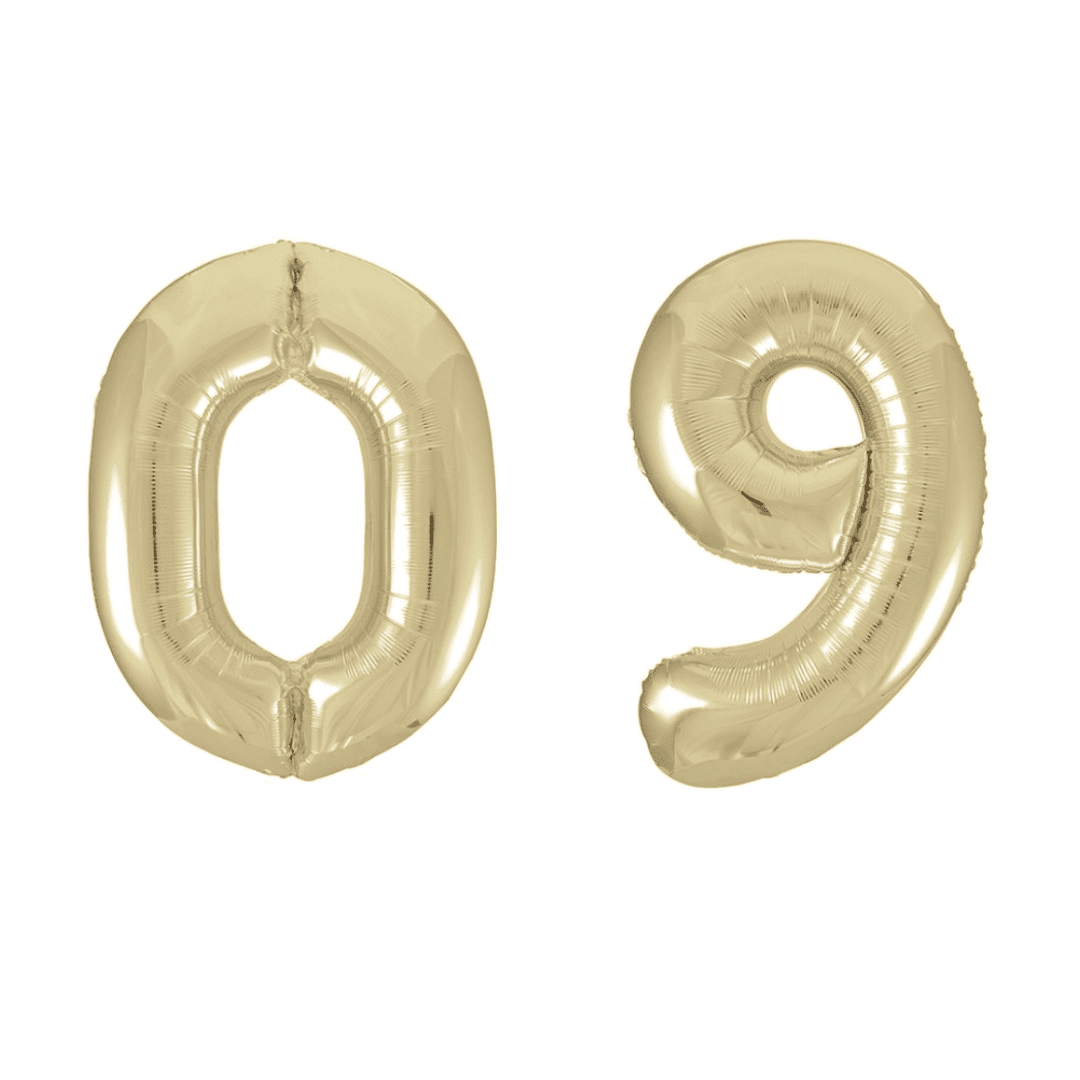 Unique 34 inch White Gold Foil Number Balloons Age 0-9