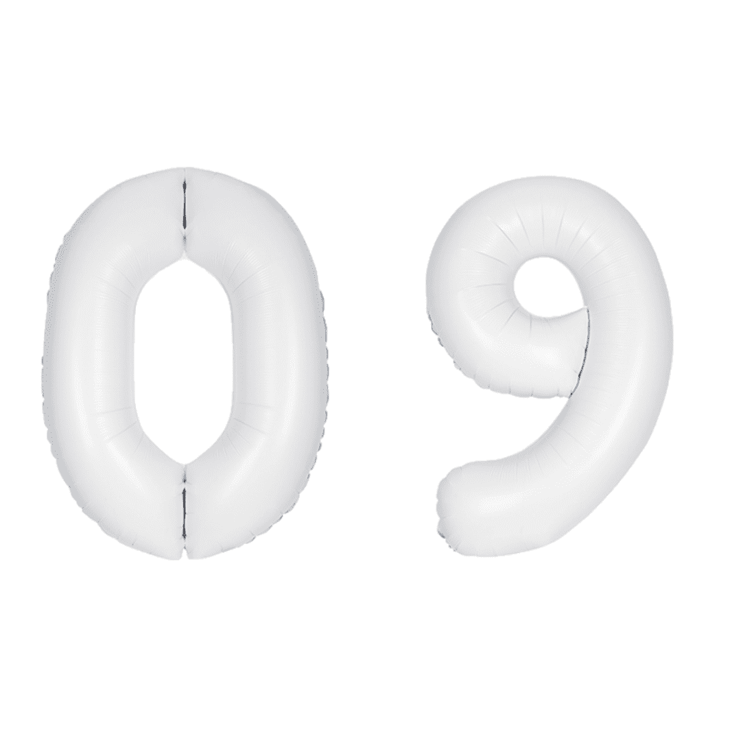 Unique 34 inch Matte White Foil Number Balloons Age 0-9